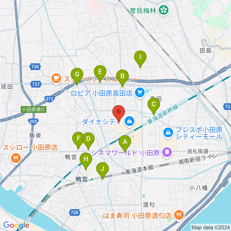 カルチャーセンター小田原周辺のコンビニエンスストア一覧地図