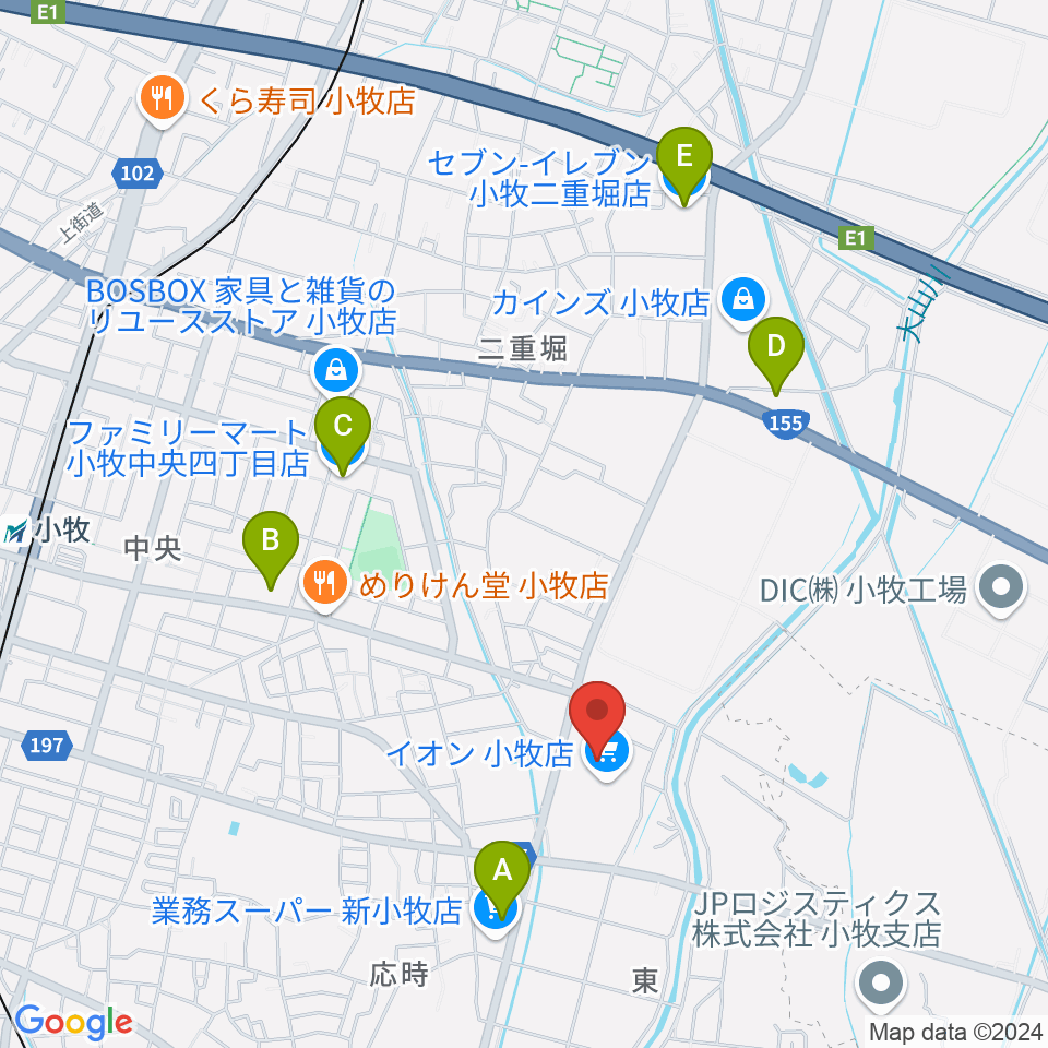 村井楽器小牧店周辺のコンビニエンスストア一覧地図