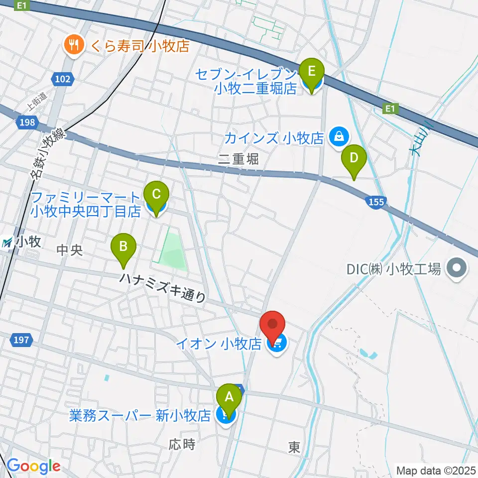 村井楽器小牧店周辺のコンビニエンスストア一覧地図