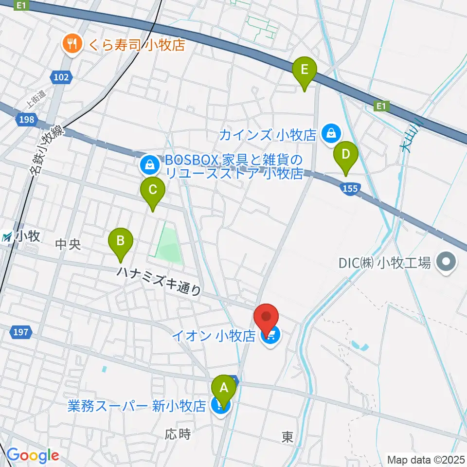 村井楽器小牧店周辺のコンビニエンスストア一覧地図