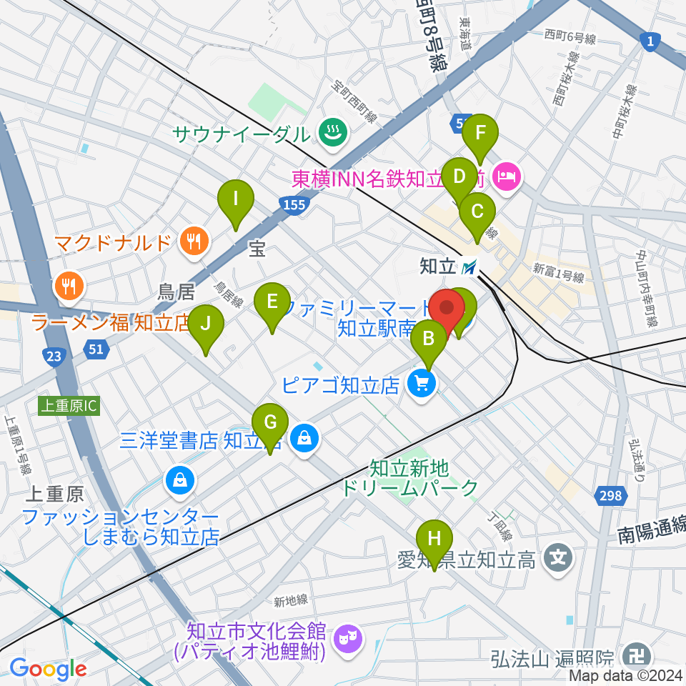 知立カルチャーセンター周辺のコンビニエンスストア一覧地図