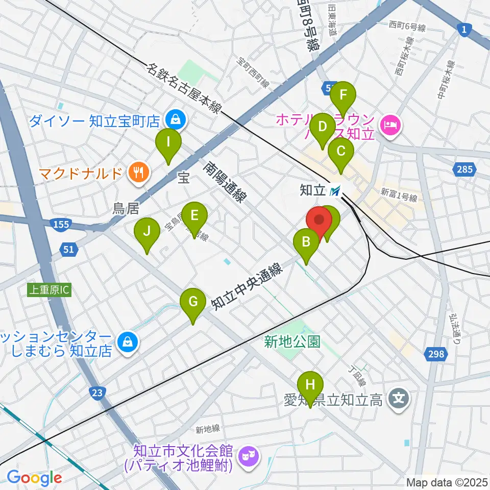 知立カルチャーセンター周辺のコンビニエンスストア一覧地図