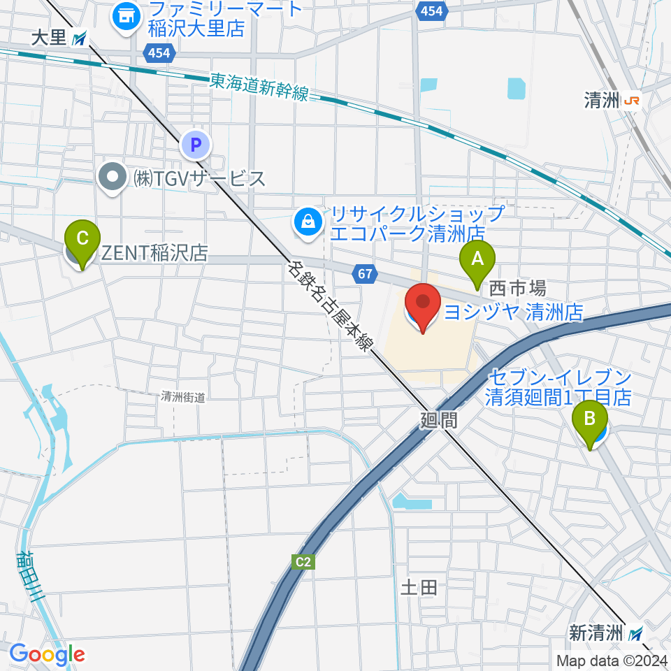 清洲カルチャーセンター周辺のコンビニエンスストア一覧地図