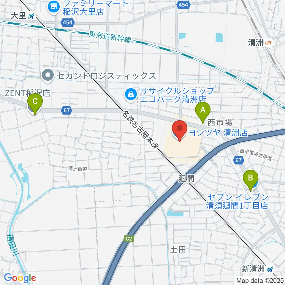 清洲カルチャーセンター周辺のコンビニエンスストア一覧地図