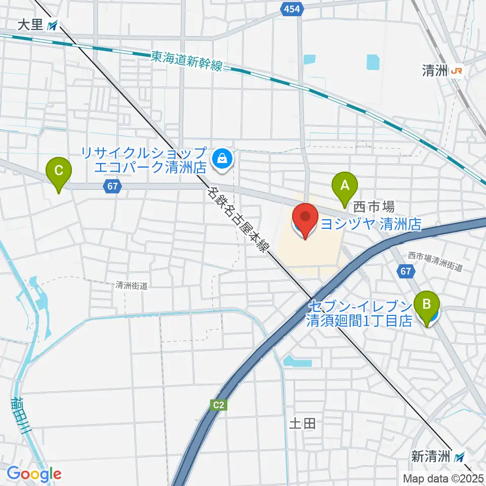 清洲カルチャーセンター周辺のコンビニエンスストア一覧地図
