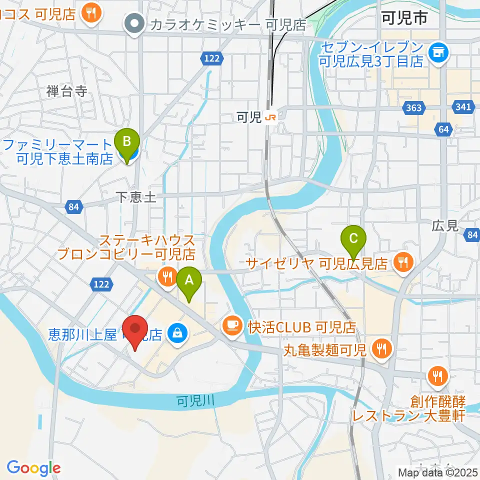 可児カルチャーセンター周辺のコンビニエンスストア一覧地図