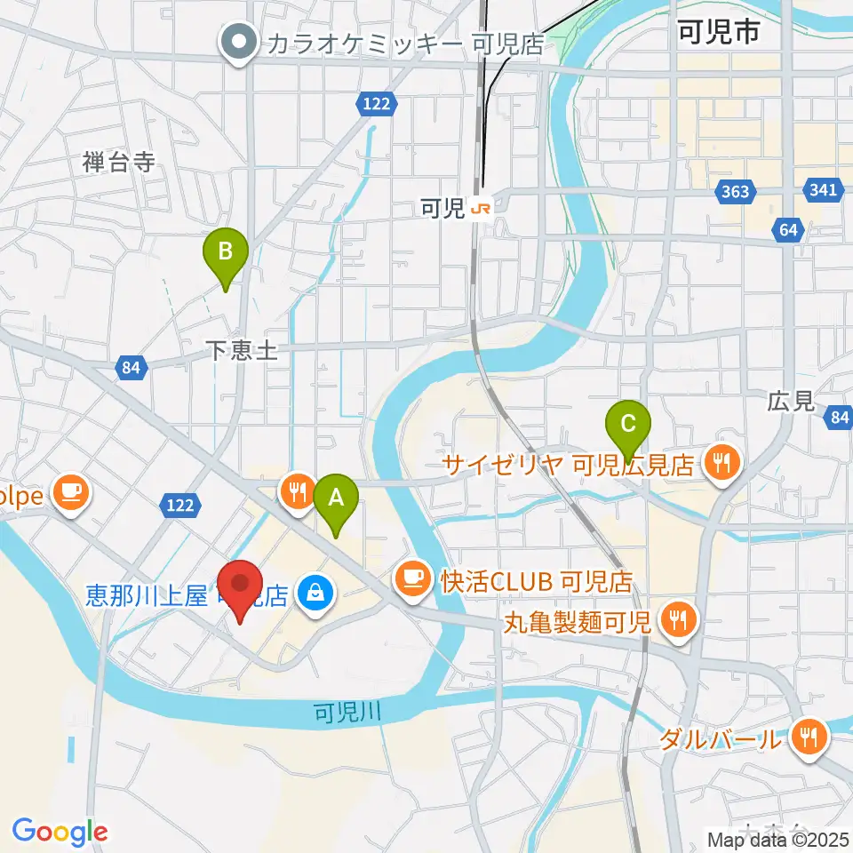 可児カルチャーセンター周辺のコンビニエンスストア一覧地図