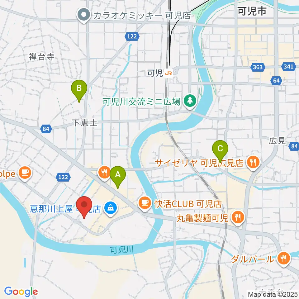 可児カルチャーセンター周辺のコンビニエンスストア一覧地図