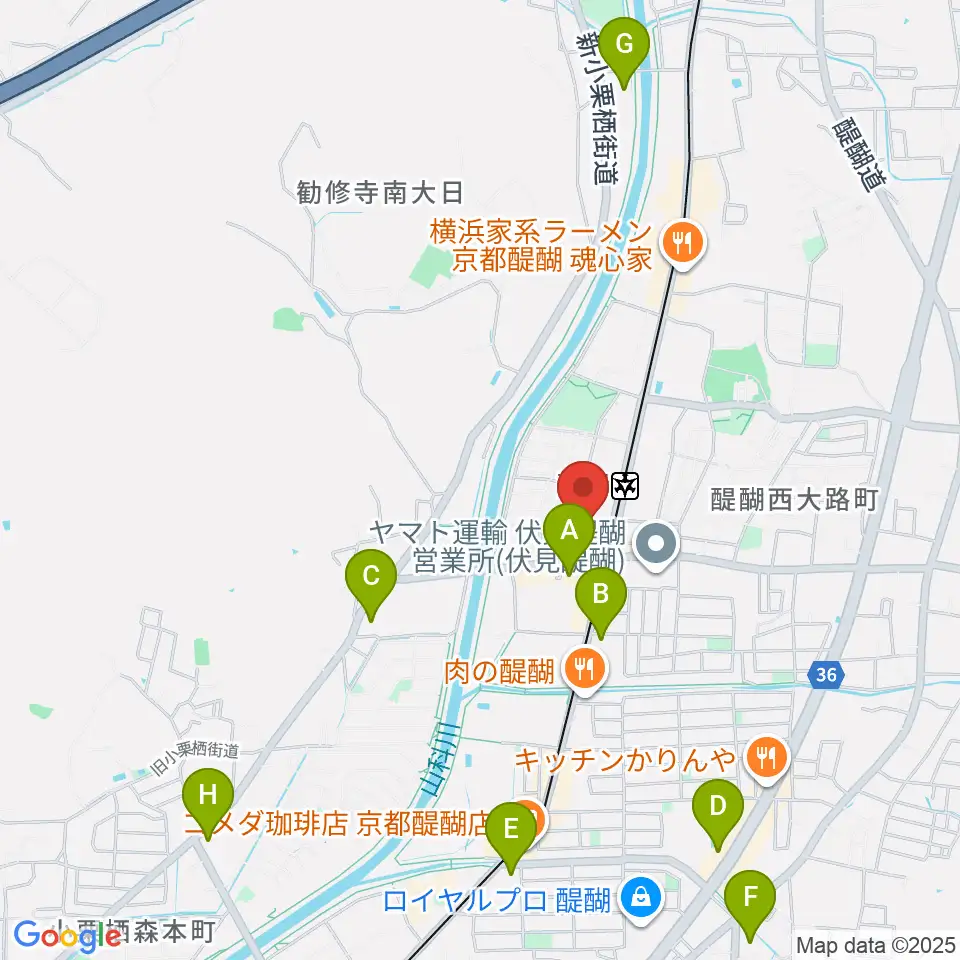 醍醐カルチャーセンター周辺のコンビニエンスストア一覧地図
