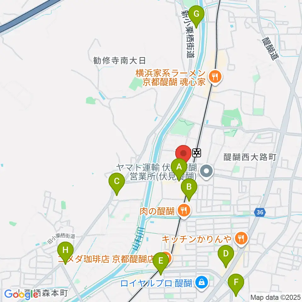 醍醐カルチャーセンター周辺のコンビニエンスストア一覧地図