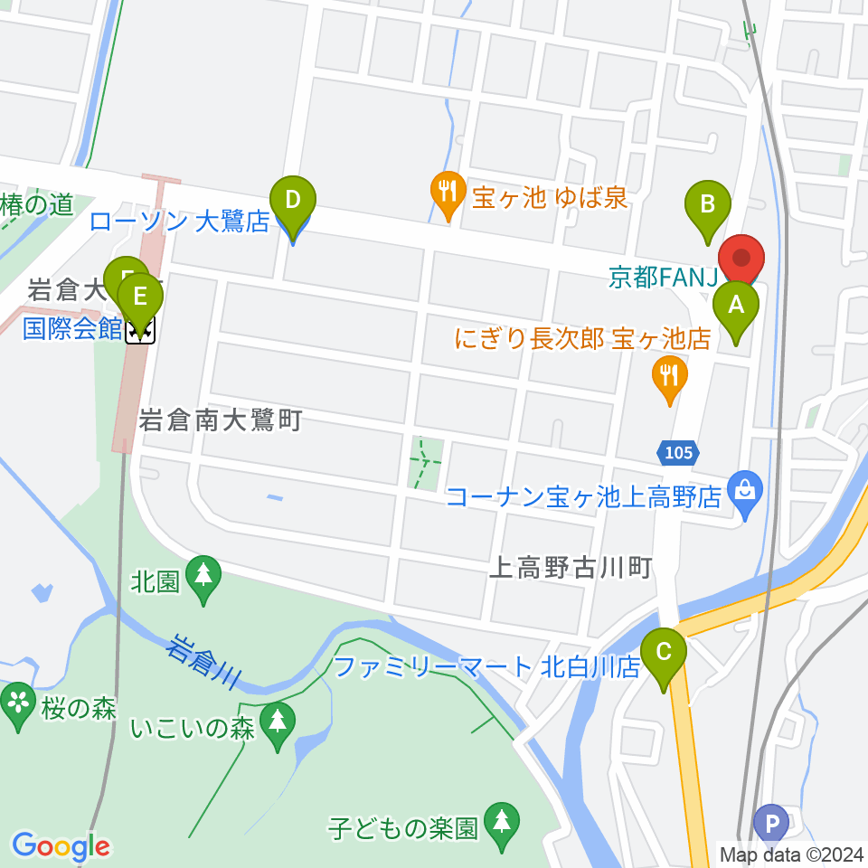 京都FANJ周辺のコンビニエンスストア一覧地図