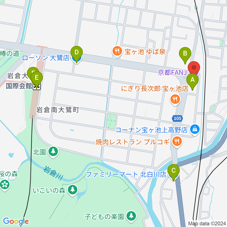 京都FANJ周辺のコンビニエンスストア一覧地図