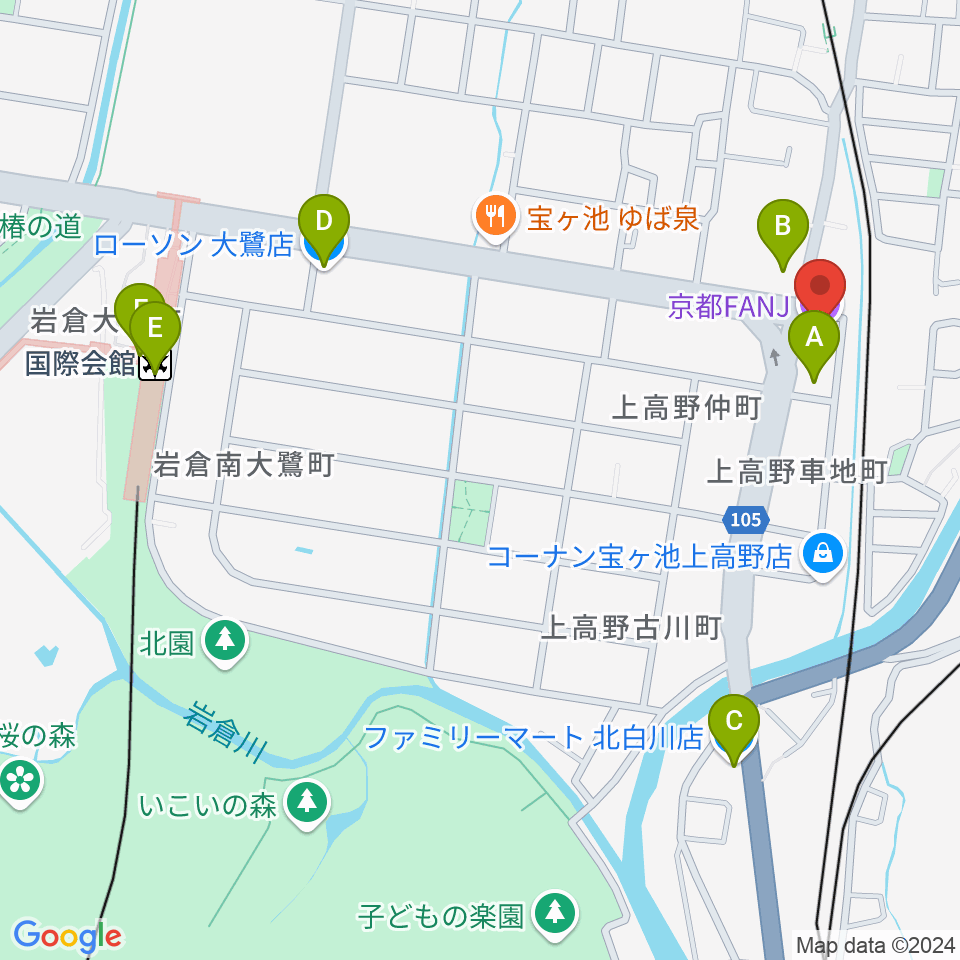 京都FANJ周辺のコンビニエンスストア一覧地図