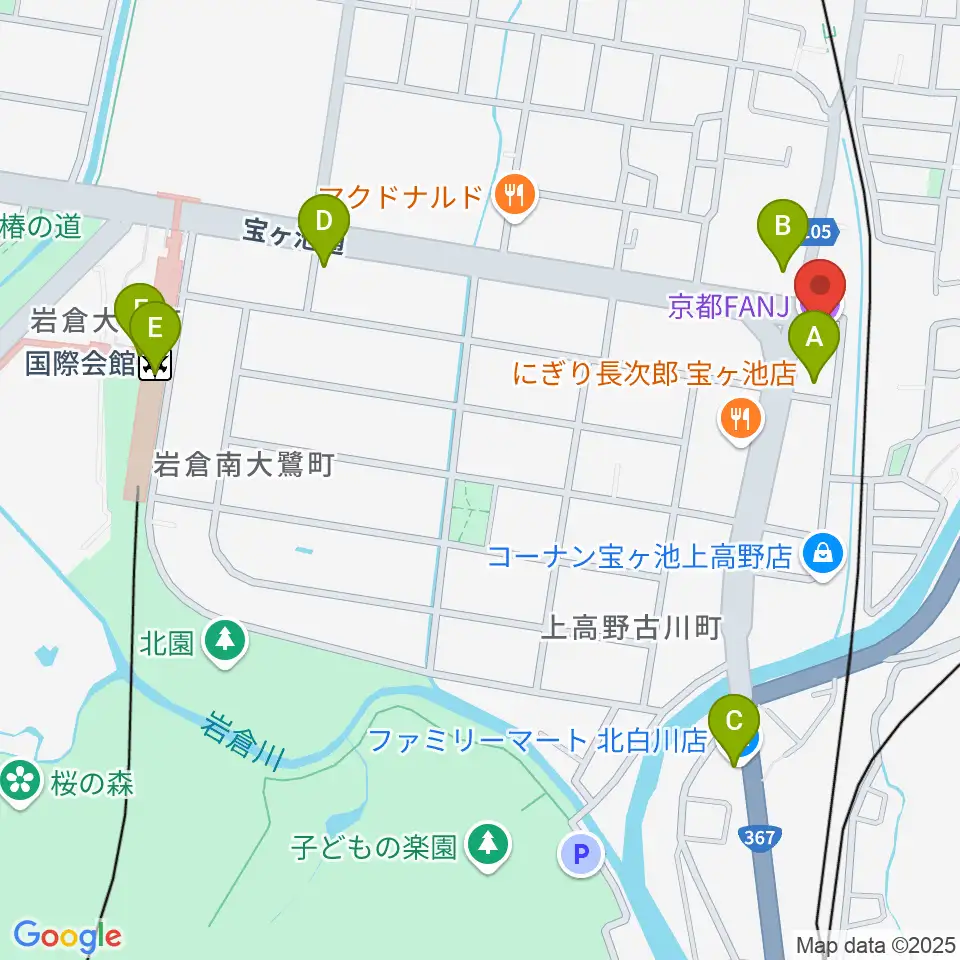 京都FANJ周辺のコンビニエンスストア一覧地図
