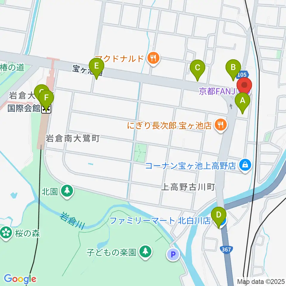 京都FANJ周辺のコンビニエンスストア一覧地図