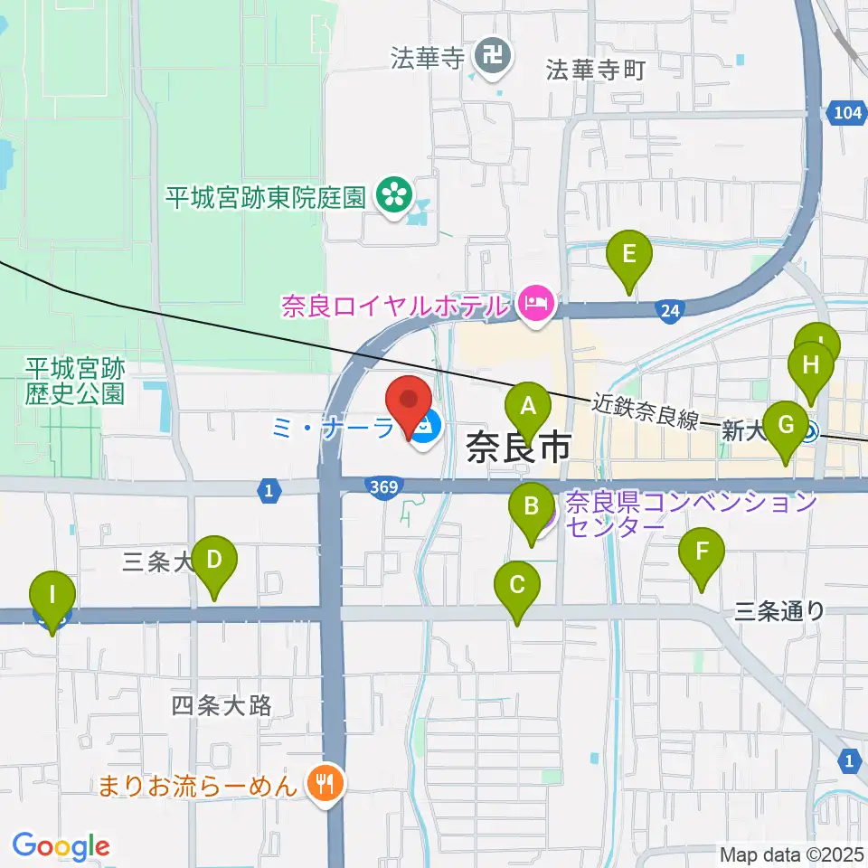奈良カルチャーセンター周辺のコンビニエンスストア一覧地図
