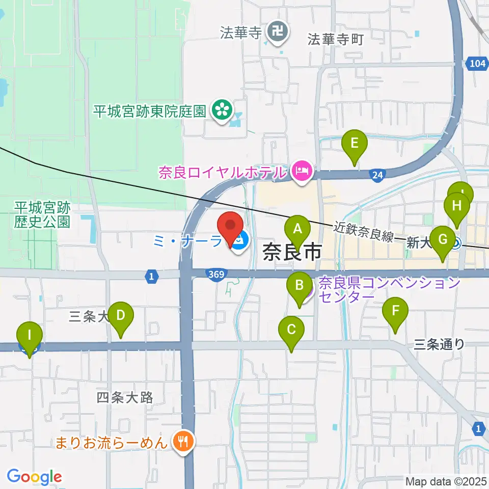奈良カルチャーセンター周辺のコンビニエンスストア一覧地図
