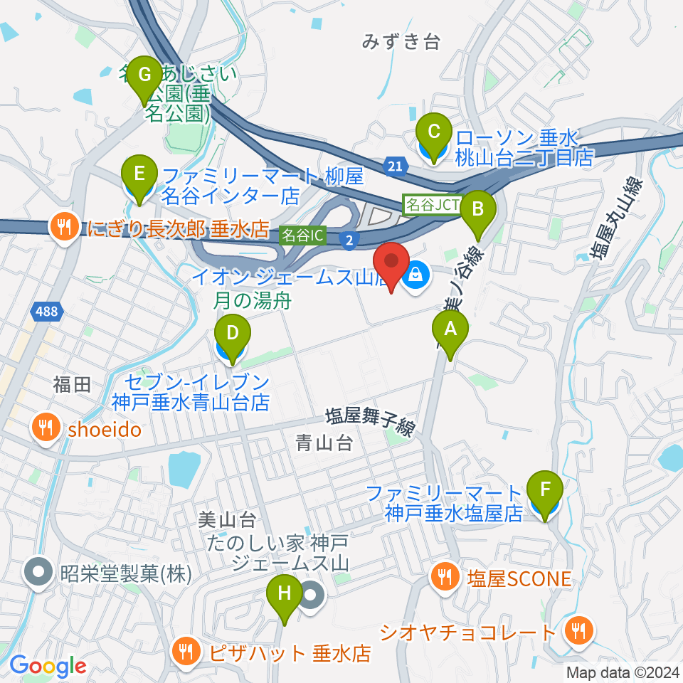 ジェームス山カルチャーセンター周辺のコンビニエンスストア一覧地図