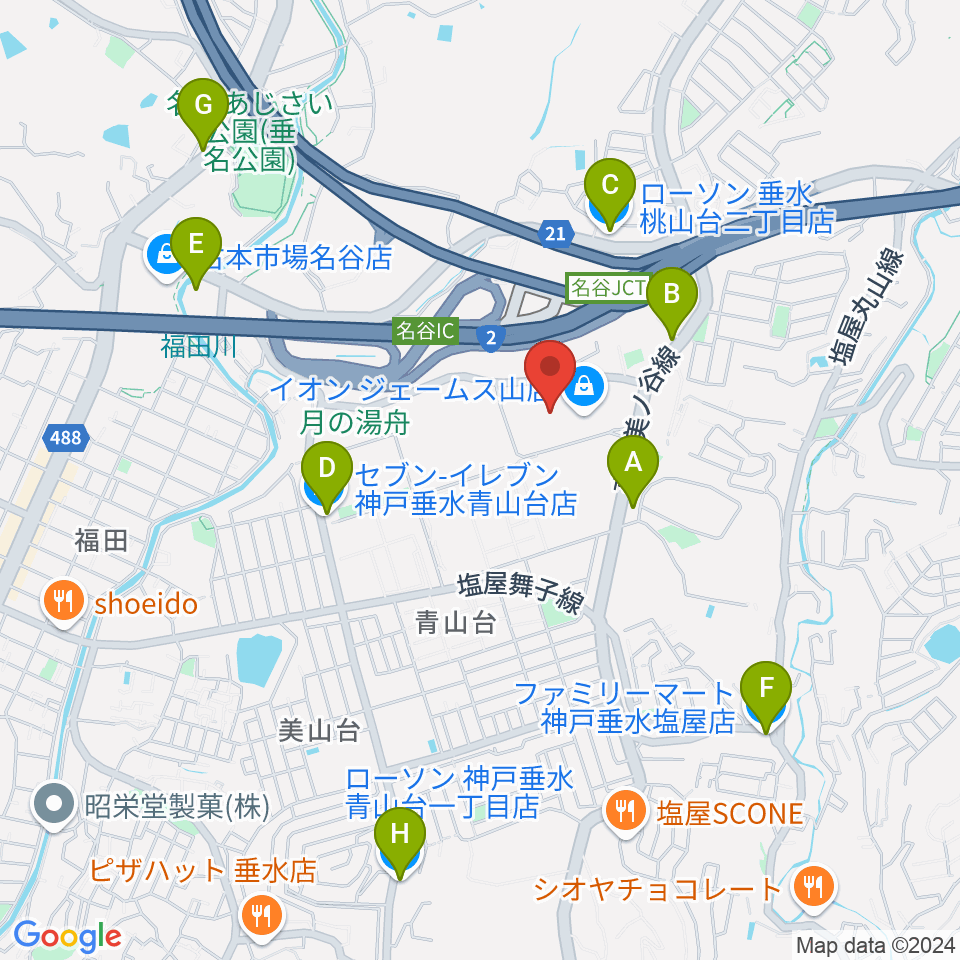 ジェームス山カルチャーセンター周辺のコンビニエンスストア一覧地図