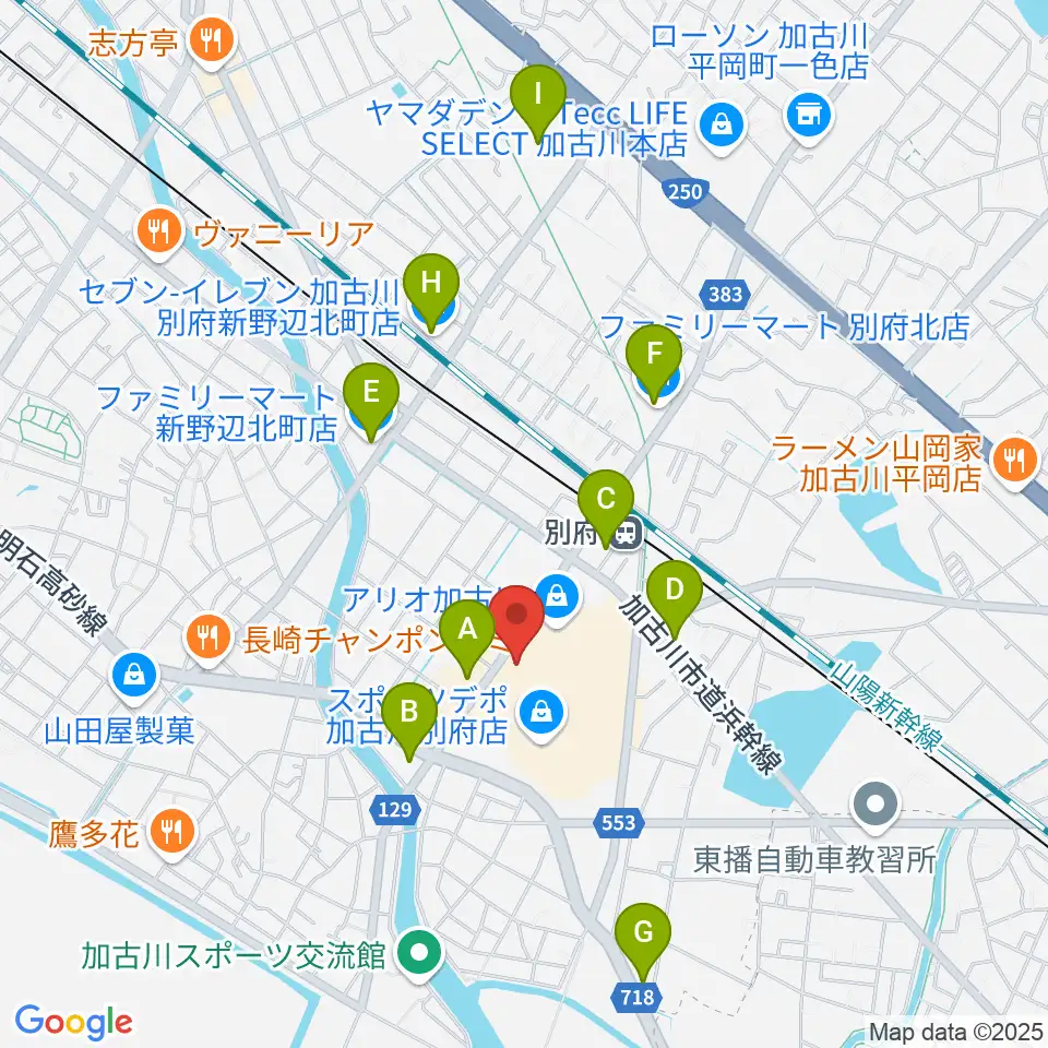 ヨークカルチャーセンター加古川周辺のコンビニエンスストア一覧地図