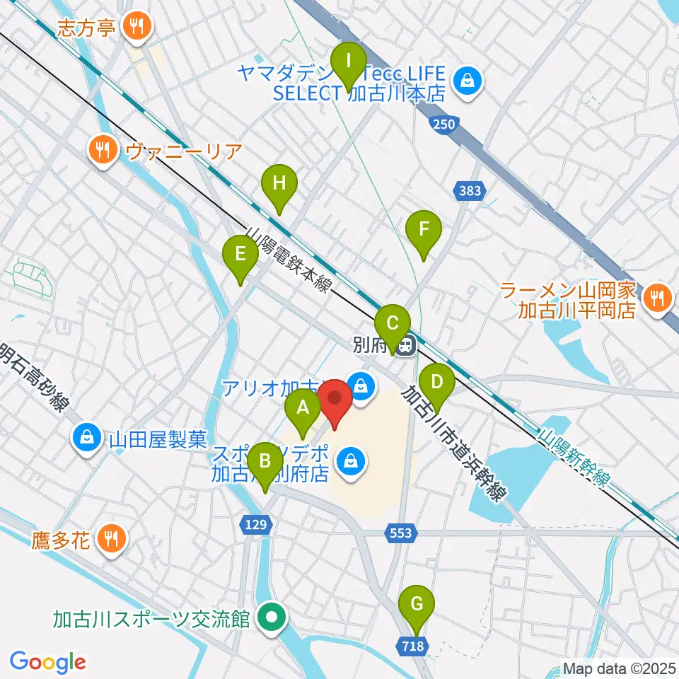 ヨークカルチャーセンター加古川周辺のコンビニエンスストア一覧地図