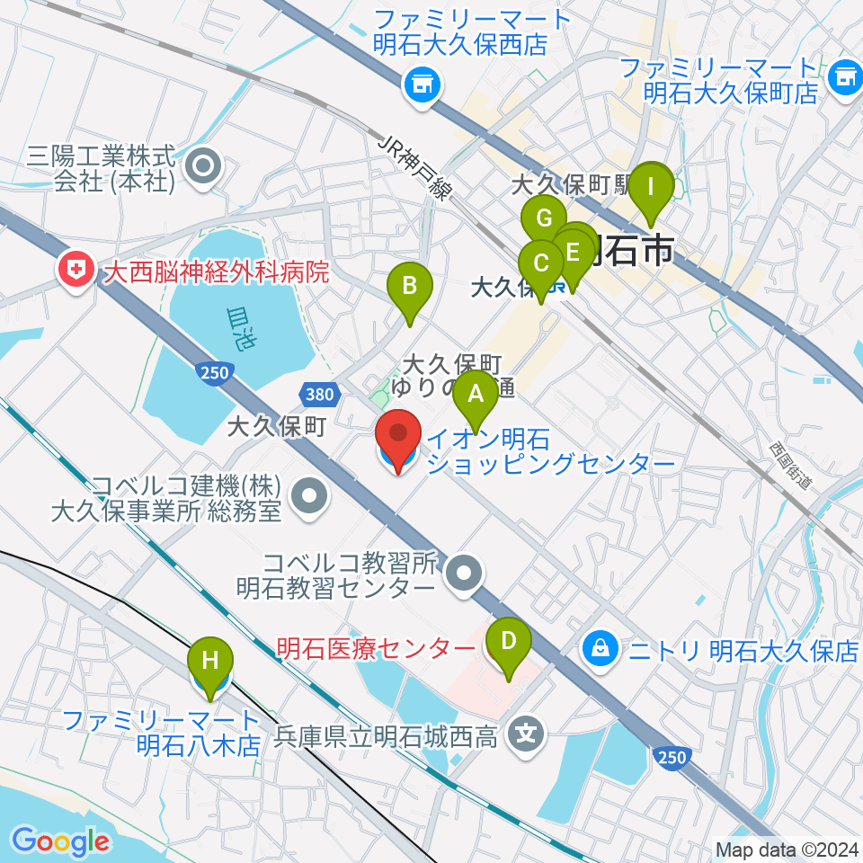 明石カルチャーセンター周辺のコンビニエンスストア一覧地図