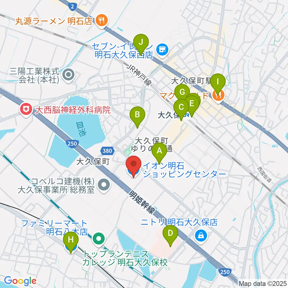 明石カルチャーセンター周辺のコンビニエンスストア一覧地図