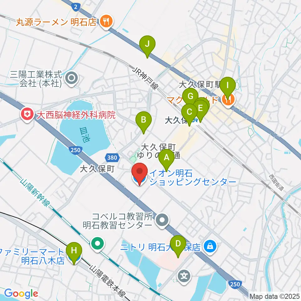 明石カルチャーセンター周辺のコンビニエンスストア一覧地図