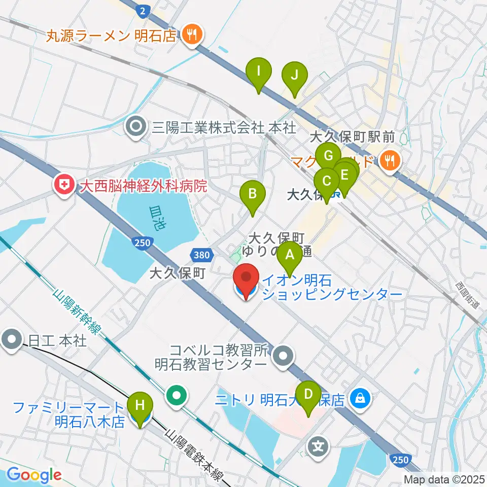 明石カルチャーセンター周辺のコンビニエンスストア一覧地図