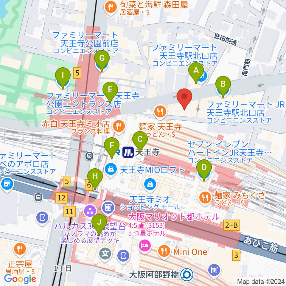 Divaluxe天王寺校周辺のコンビニエンスストア一覧地図