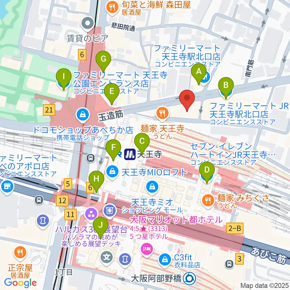 Divaluxe天王寺校周辺のコンビニエンスストア一覧地図