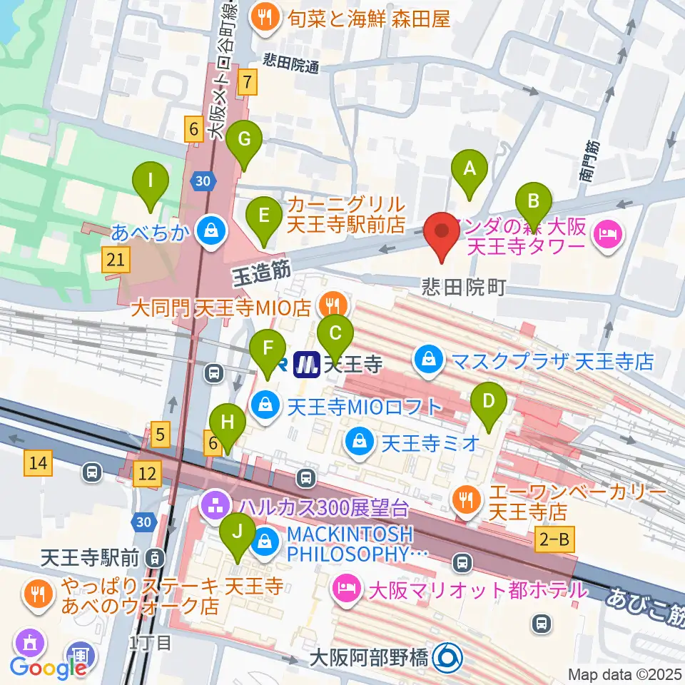 Divaluxe天王寺校周辺のコンビニエンスストア一覧地図