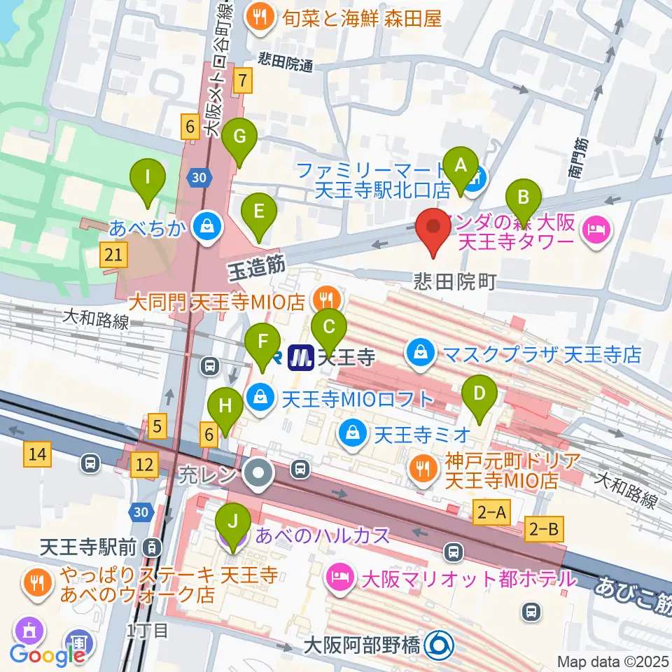 Divaluxe天王寺校周辺のコンビニエンスストア一覧地図