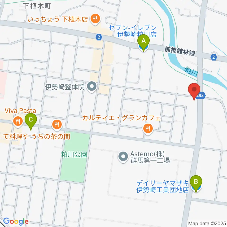 鈴木楽器 伊勢崎支店周辺のコンビニエンスストア一覧地図