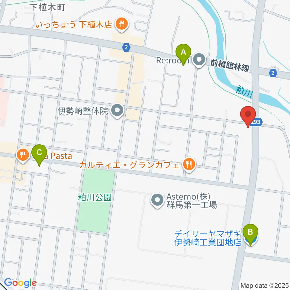 鈴木楽器 伊勢崎支店周辺のコンビニエンスストア一覧地図