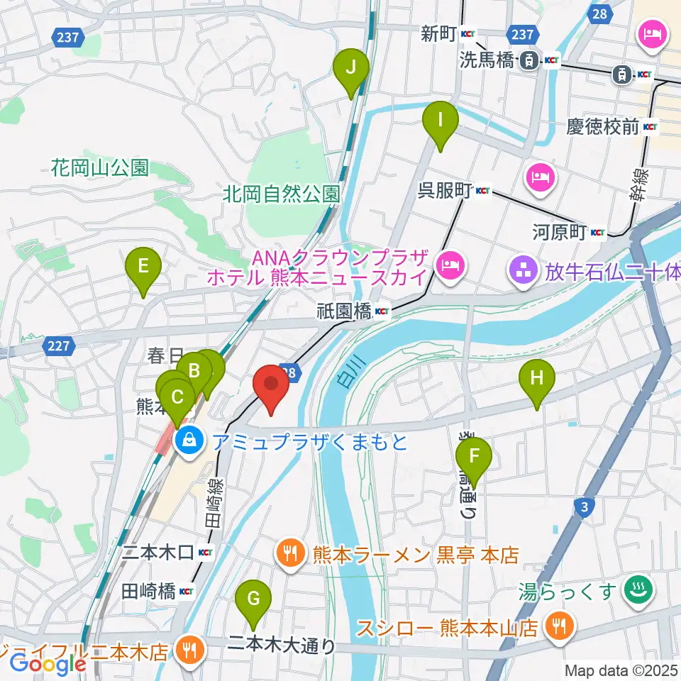 くまもと森都心プラザ周辺のコンビニエンスストア一覧地図