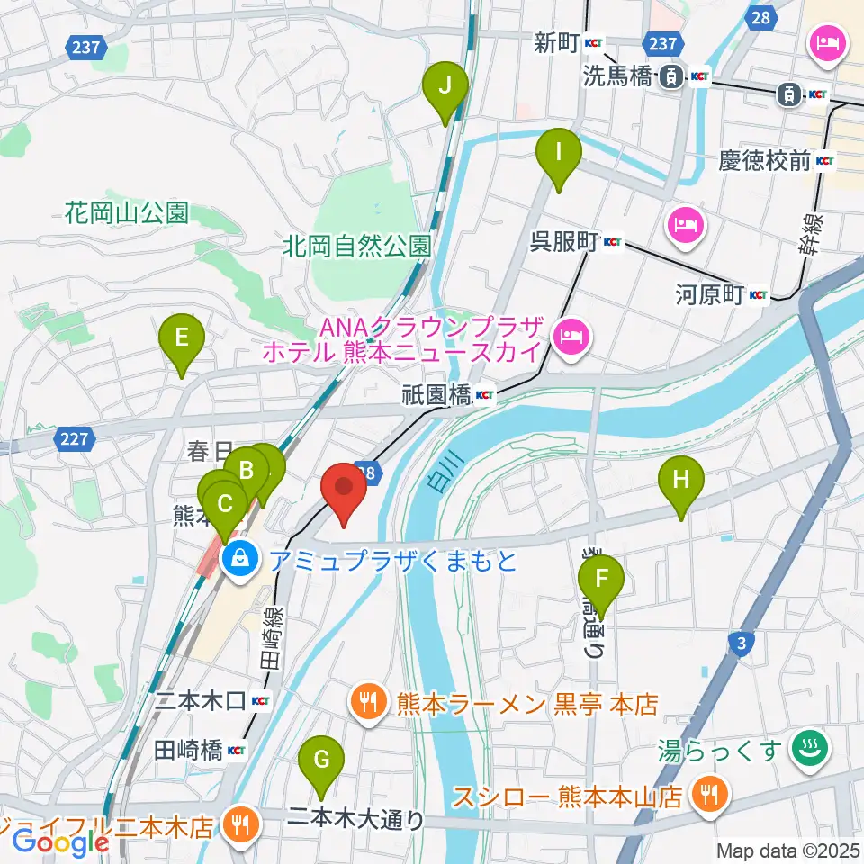 くまもと森都心プラザ周辺のコンビニエンスストア一覧地図