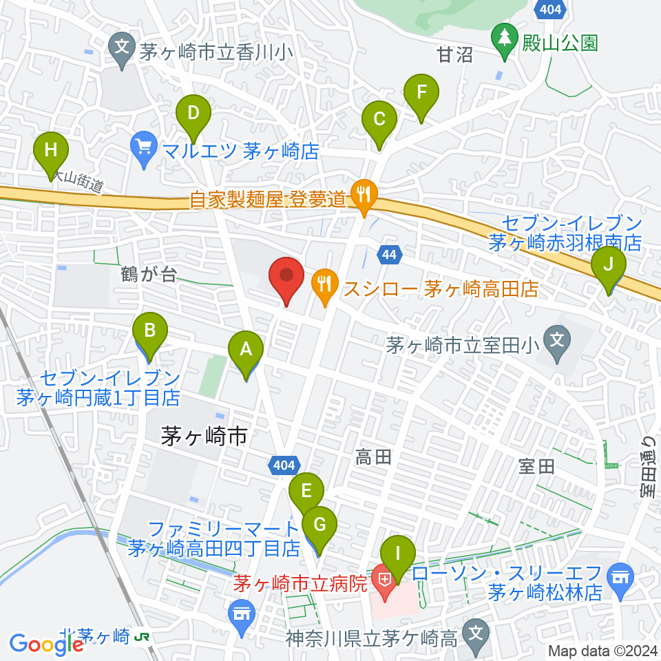 長谷川楽器店 鶴が台センター周辺のコンビニエンスストア一覧地図