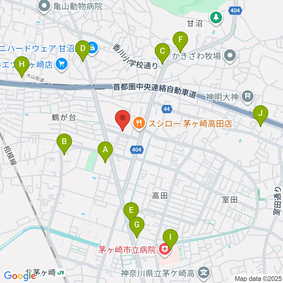 長谷川楽器店 鶴が台センター周辺のコンビニエンスストア一覧地図