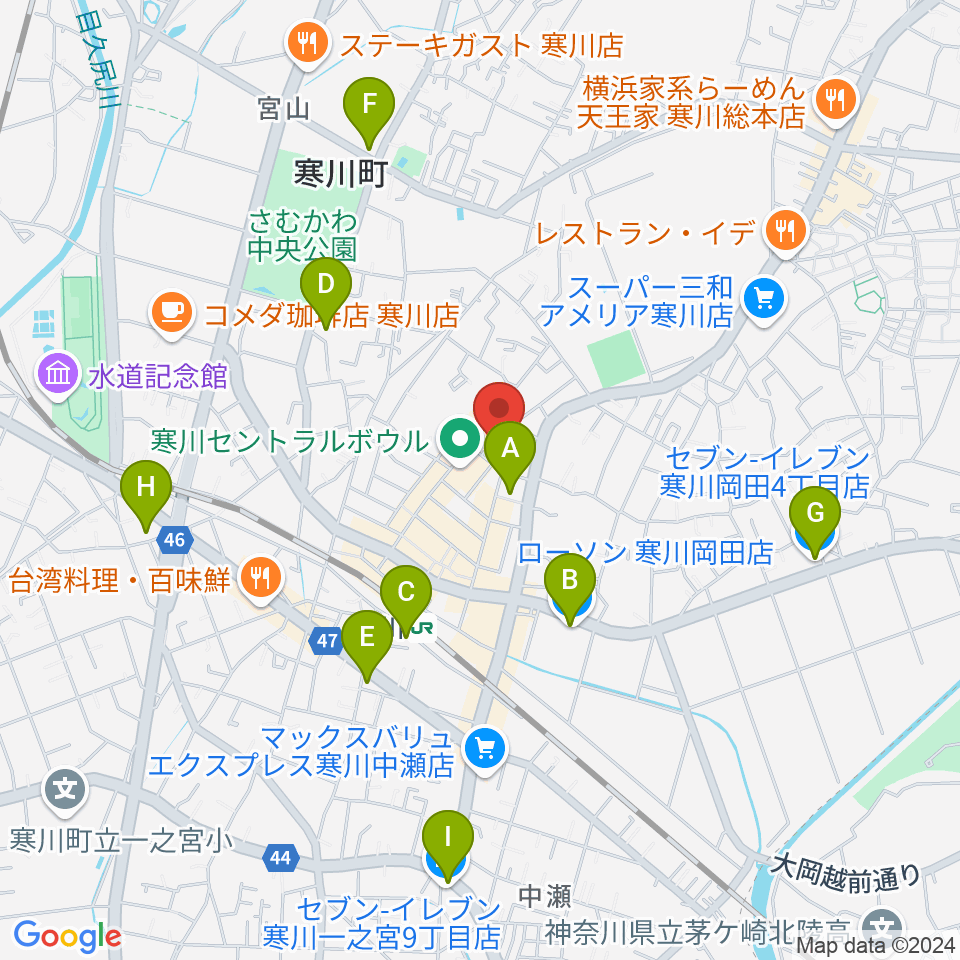 長谷川楽器店 寒川センター周辺のコンビニエンスストア一覧地図