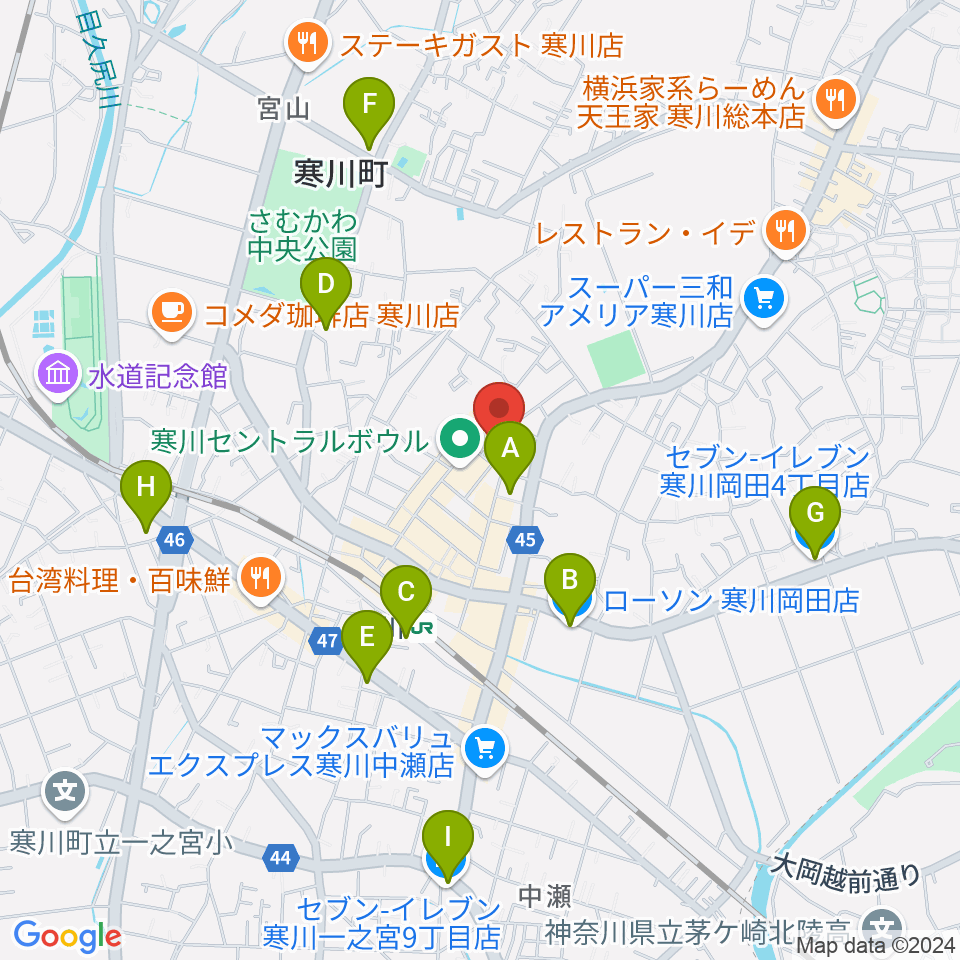 長谷川楽器店 寒川センター周辺のコンビニエンスストア一覧地図