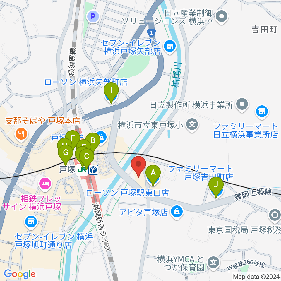 昭和音楽大学附属音楽・バレエ教室 戸塚校周辺のコンビニエンスストア一覧地図