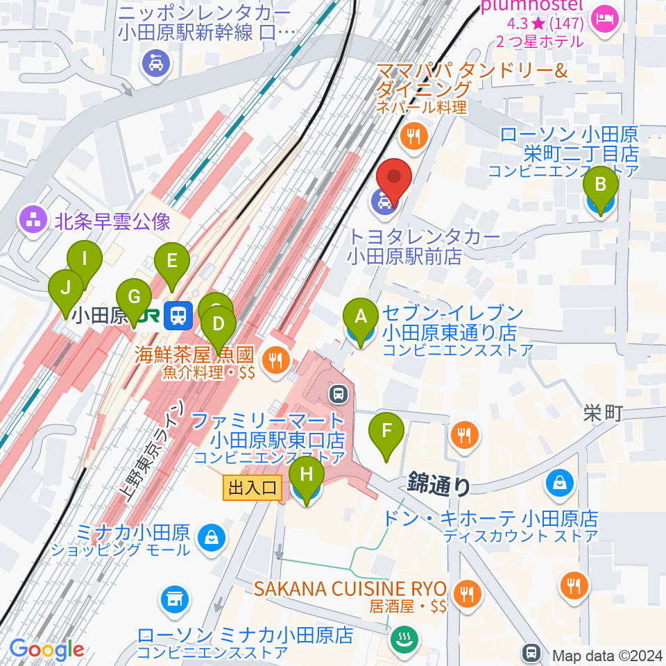 昭和音楽大学附属音楽・バレエ教室 小田原校周辺のコンビニエンスストア一覧地図