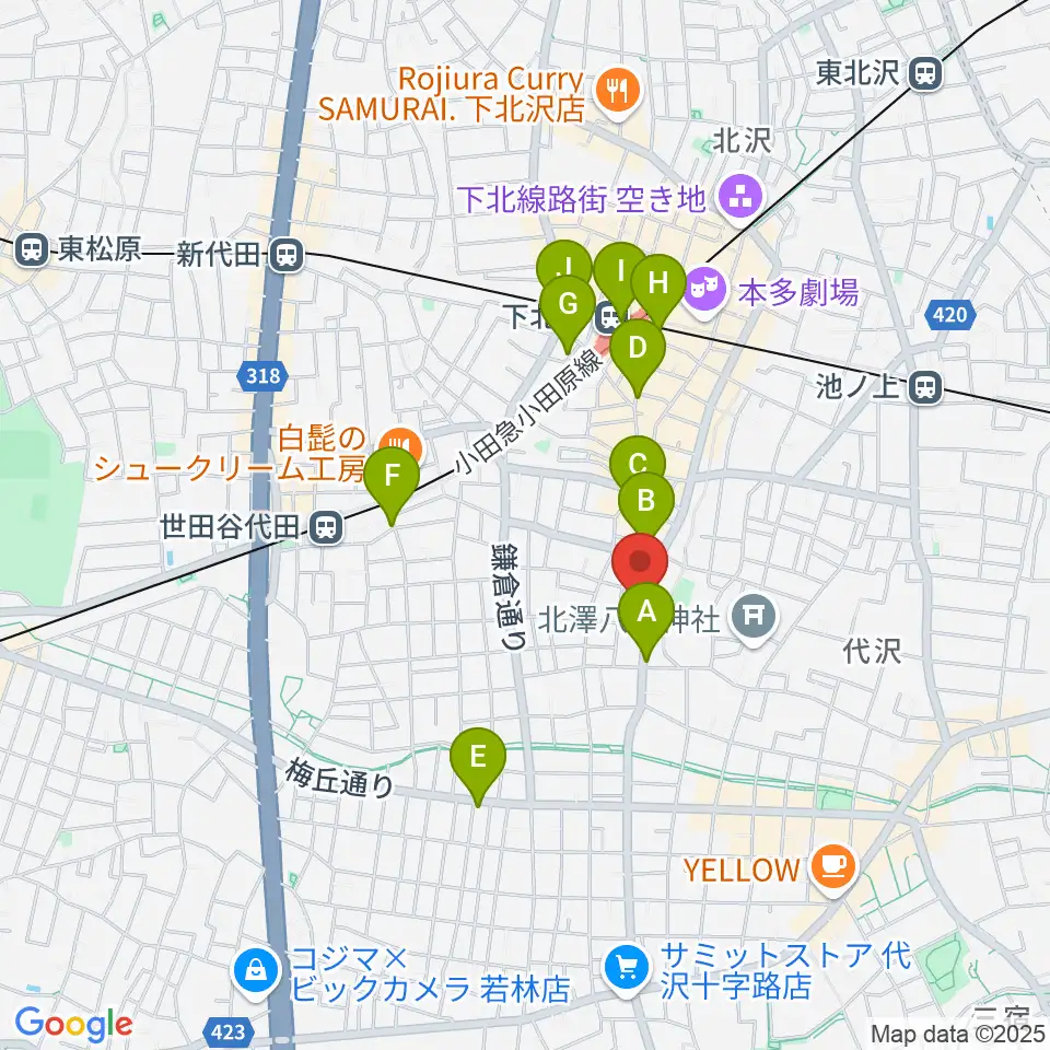 下北沢BASEMENT BAR周辺のコンビニエンスストア一覧地図