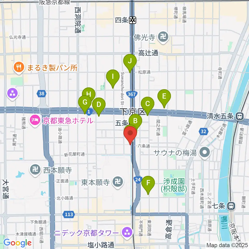 京都 カノン音楽院周辺のコンビニエンスストア一覧地図