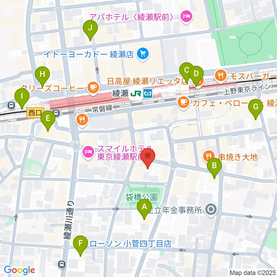 カノン音楽教室 綾瀬教室周辺のコンビニエンスストア一覧地図