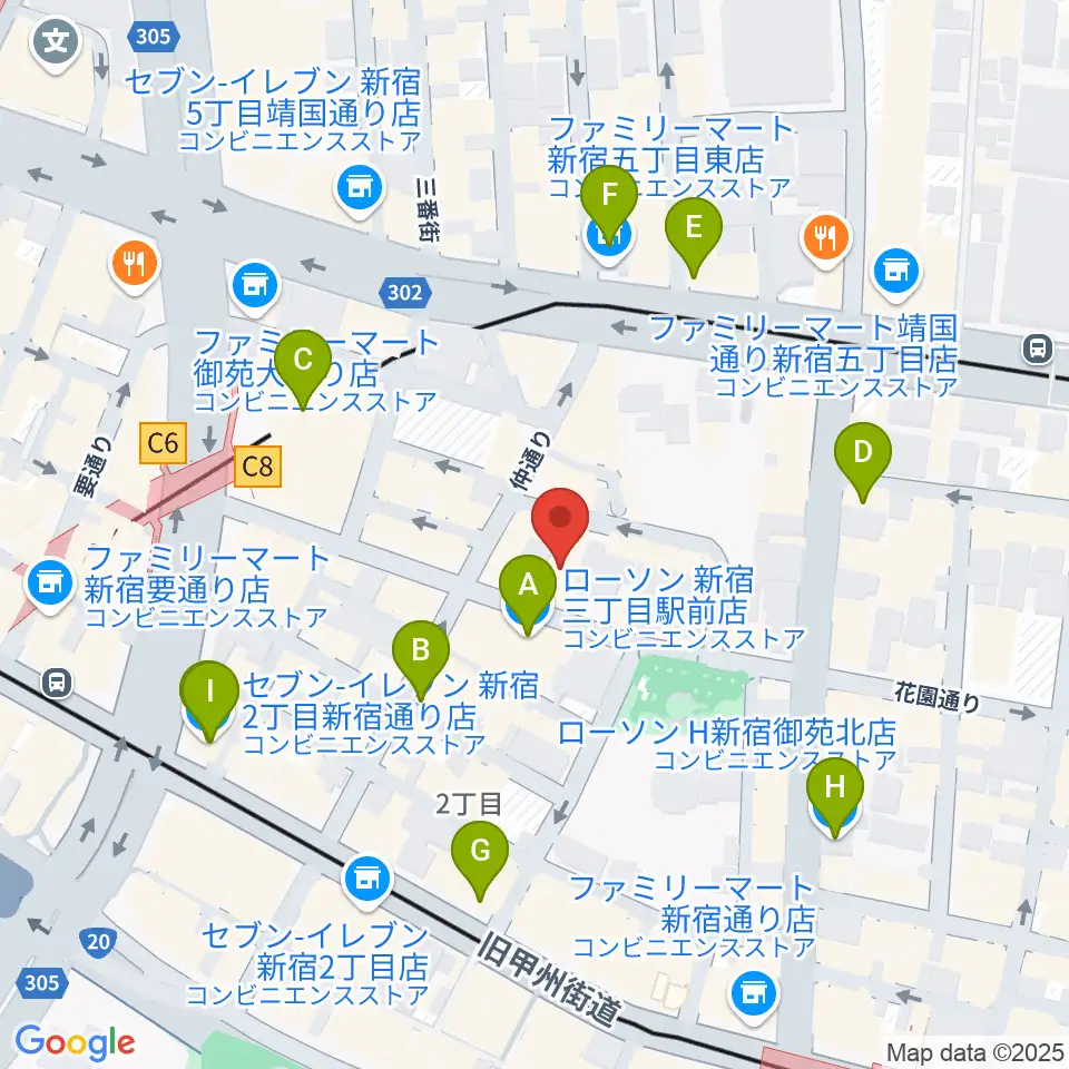 音楽練習場オトレン周辺のコンビニエンスストア一覧地図