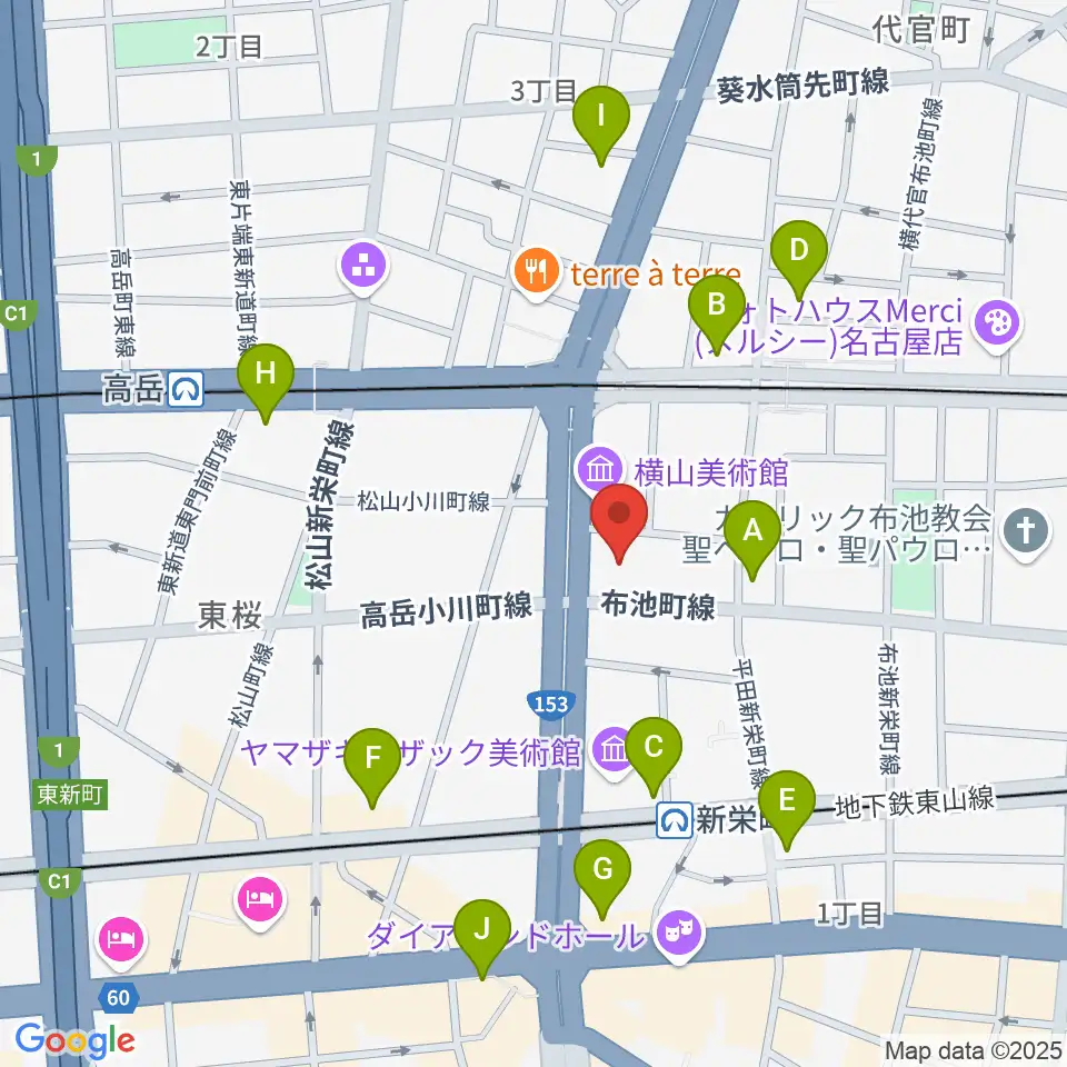 アマノ芸術創造センター名古屋周辺のコンビニエンスストア一覧地図