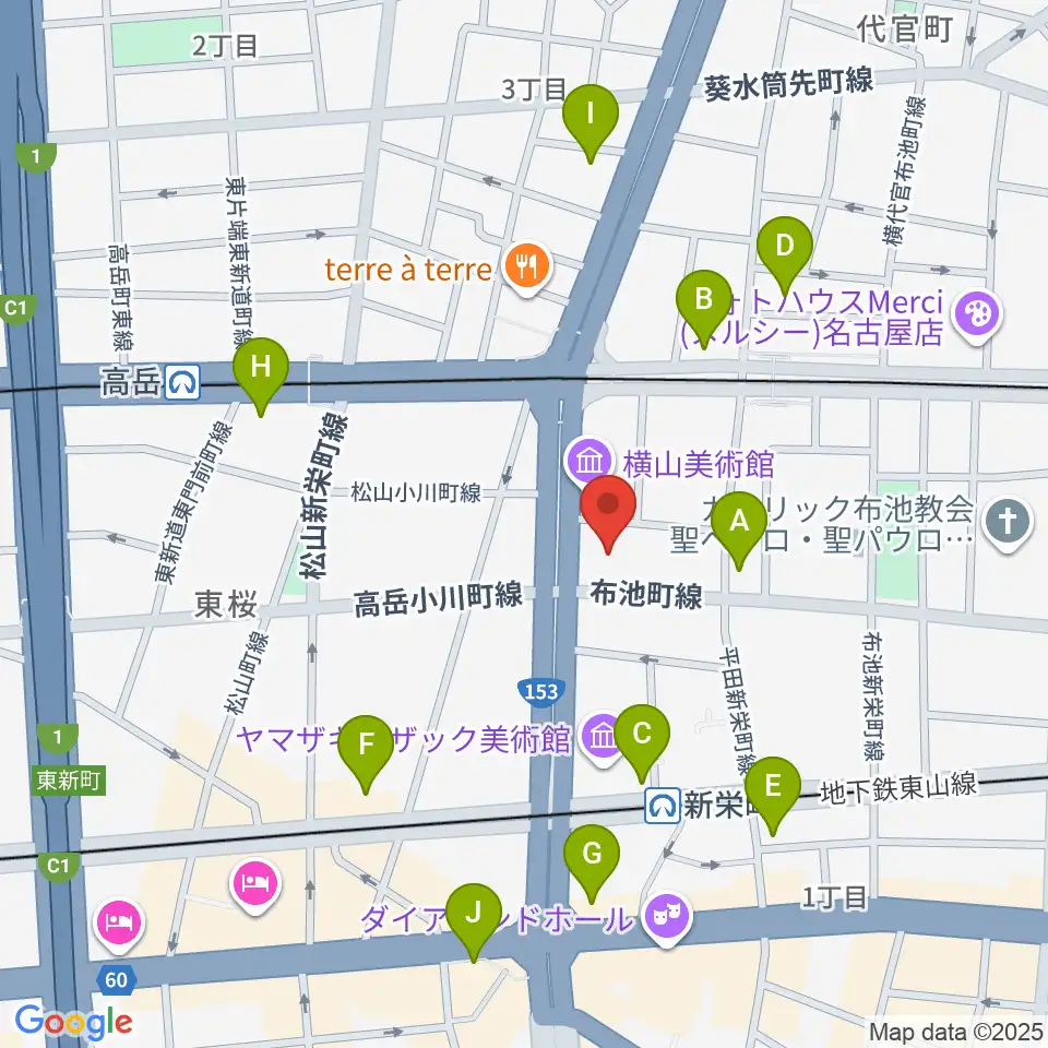 アマノ芸術創造センター名古屋周辺のコンビニエンスストア一覧地図