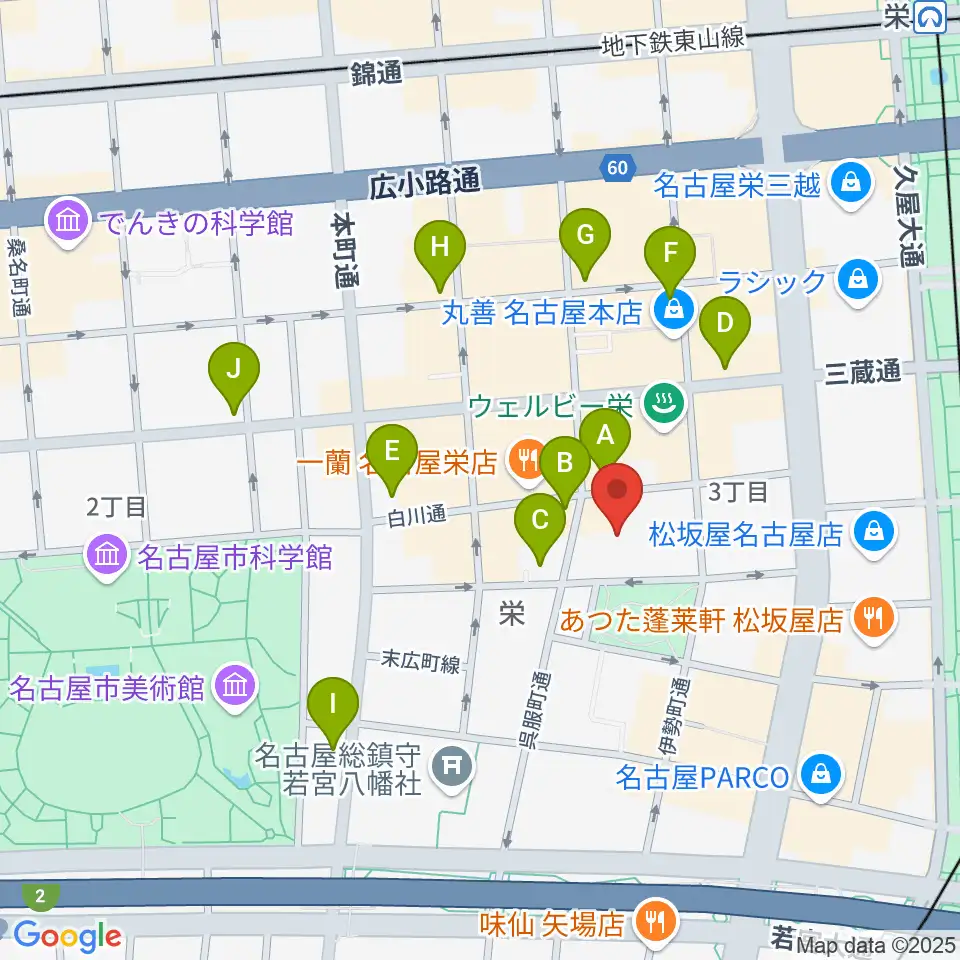 名古屋市青少年文化センター アートピア周辺のコンビニエンスストア一覧地図
